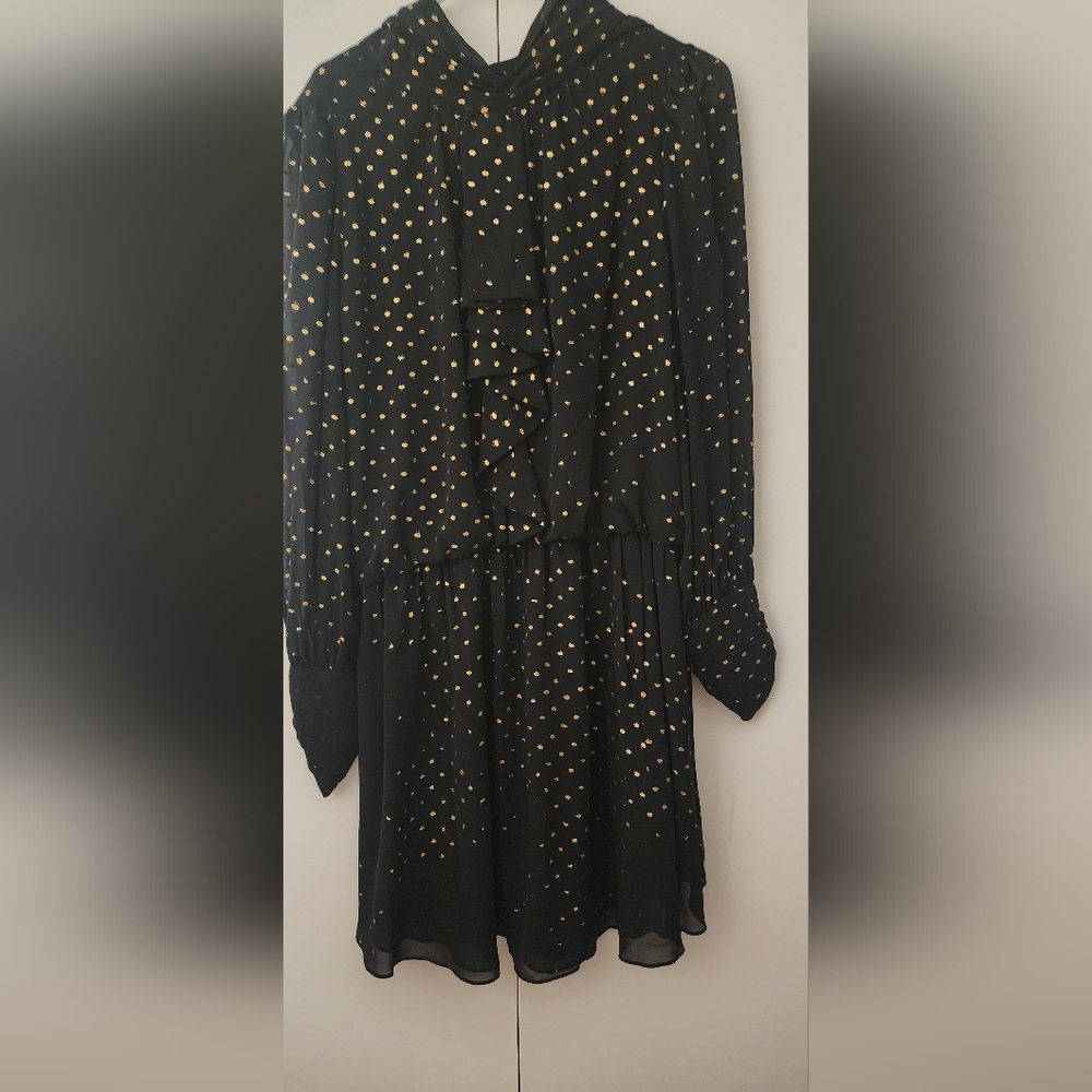 Elegant Black and Gold Polka Dot Dress